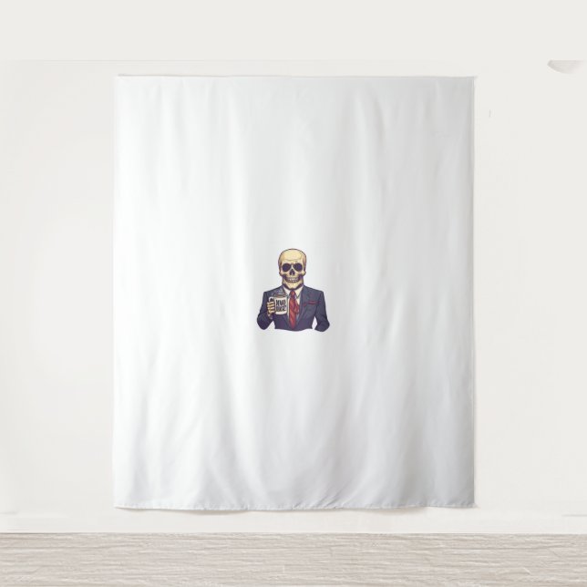 Dead Inside Skull – Funny Workday Skeleton Tapestry (Front)