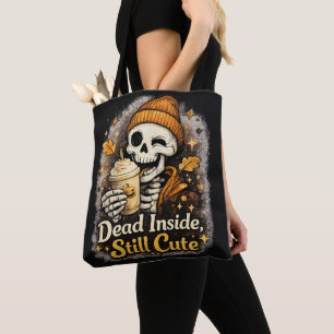 Dead Inside Still Cute Skeleton Pumpkin Spice Tote Bag