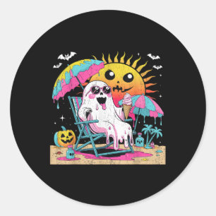 Dead Inside Tan Outside Funny Ghost Beach Art Classic Round Sticker