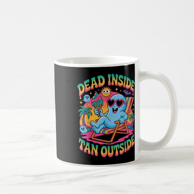 Dead Inside Tan Outside Funny Ghost Summerween  Coffee Mug (Right)