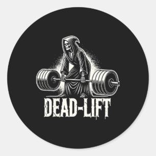 Dead-lift - Grim Reaper Halloween Gym Workout Body Classic Round Sticker