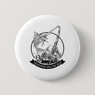 Dead Man And The Sea Dead Fish Skeleton Fishing 6 Cm Round Badge