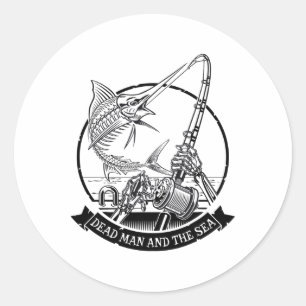 Dead Man And The Sea Dead Fish Skeleton Fishing Classic Round Sticker