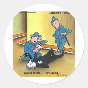 Dead Mime Funny Tees Mugs Cards Gifts Etc Classic Round Sticker