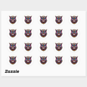 Dead Owl Sugar Skull, day of the dead owl Classic Round Sticker