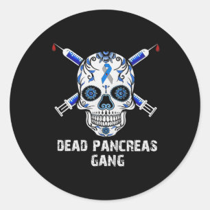 Dead Pancreas Gang Skull Diabetes Awareness Classic Round Sticker