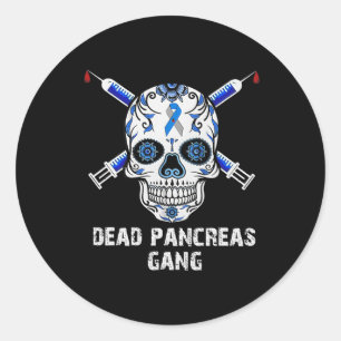 Dead Pancreas Gang Skull Diabetes Awareness Classic Round Sticker