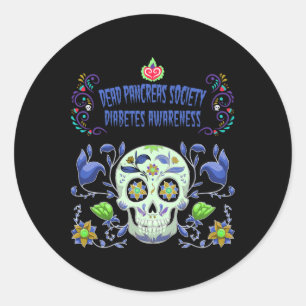 Dead Pancreas Society Blue Sugar Diabetes Awarenes Classic Round Sticker