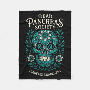 Dead Pancreas Society - Diabetes Awareness Skull Fleece Blanket
