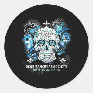 Dead Pancreas Society Diabetes Awareness Skull Flo Classic Round Sticker