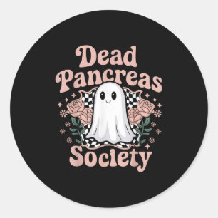 Dead Pancreas Society Funny Ghost Diabetes Awarene Classic Round Sticker