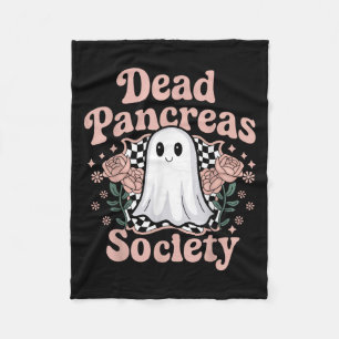 Dead Pancreas Society Funny Ghost Diabetes Awarene Fleece Blanket
