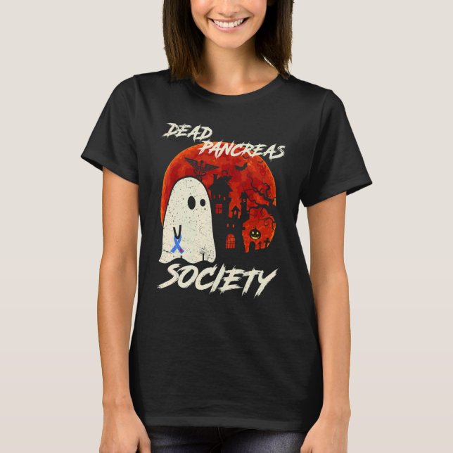 Dead Pancreas Society Ghost Diabetes Awareness Hal T-Shirt (Front)