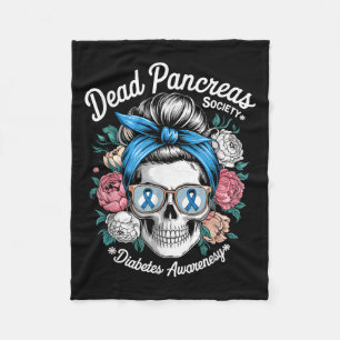 Dead Pancreas Society Shirt Floral Skull Diabetes  Fleece Blanket