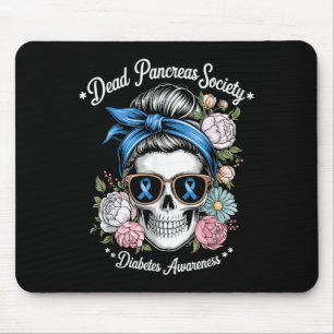 Dead Pancreas Society Shirt Floral Skull Diabetes Mouse Pad