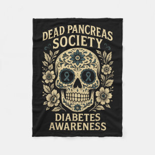 Dead Pancreas Society - Sugar Skull Ribbon Design  Fleece Blanket