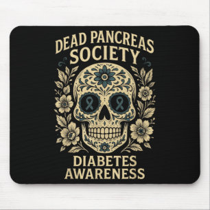 Dead Pancreas Society - Sugar Skull Ribbon Design Mouse Pad