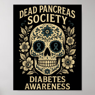 Dead Pancreas Society - Sugar Skull Ribbon Design Poster