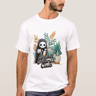 Dead Plants Club Cute Skeleton Cat Plant Care T-Sh T-Shirt