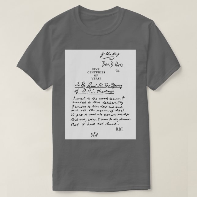Dead Poets Society five centuries of verse black  T-Shirt (Design Front)