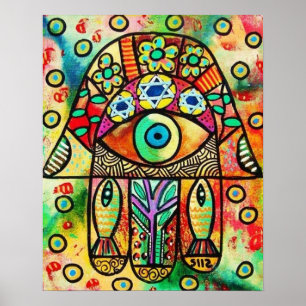 Dead Sea Fish Hamsa Poster