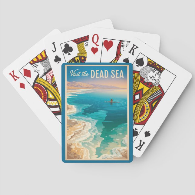 Dead Sea Illustration Travel Art Vintage Playing Cards (Back)