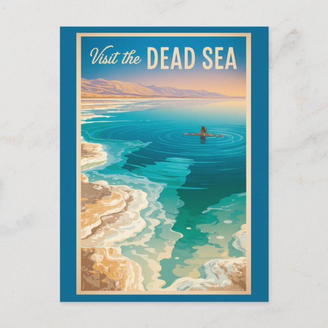 Dead Sea Illustration Travel Art Vintage Postcard (Front)