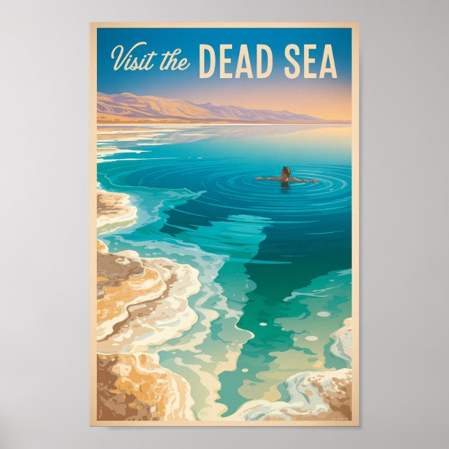 Dead Sea Illustration Travel Art Vintage Poster (Front)