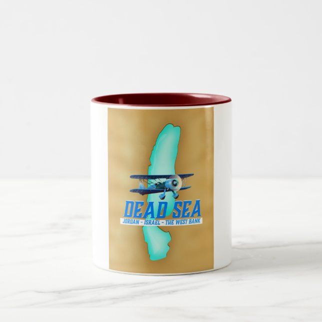 Dead Sea Travel Poster Two-Tone Coffee Mug (Center)