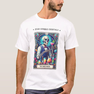 Dead Serious Cocktails Tarot Bartender Skeleton T-Shirt