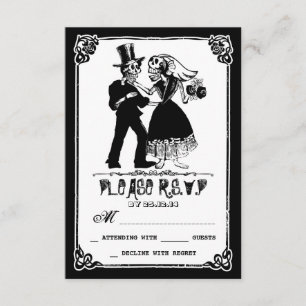 dead skeleton couple wedding rsvp card