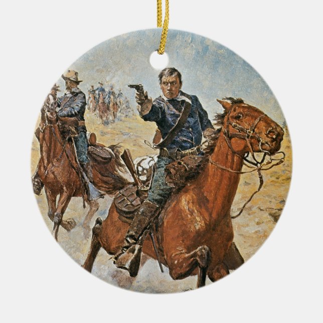 Dead Sure: a U.S. Cavalry trooper in the 1870s (co Ceramic Ornament (Front)