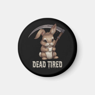 Dead Tired Cute Bunny Grim Reaper Coffee Magnet