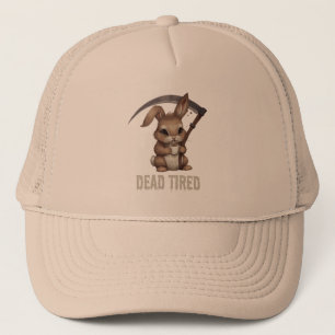 Dead Tired Cute Bunny Grim Reaper Coffee Trucker Hat