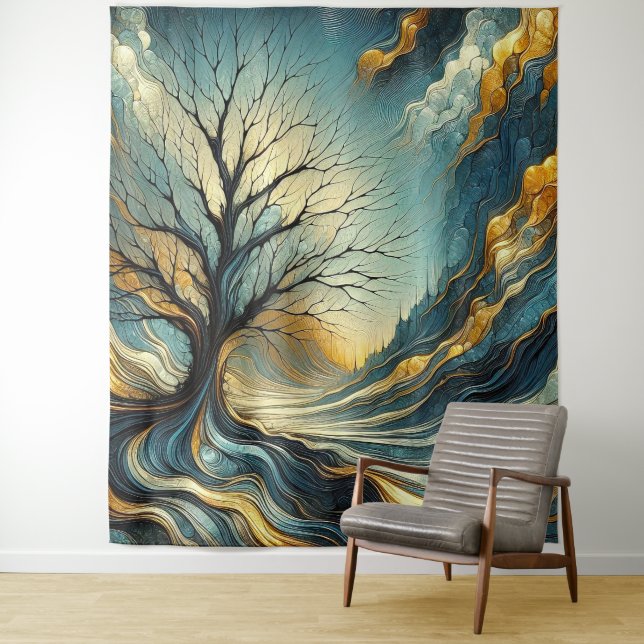 Dead Tree 5 - Watercolor Tapestry (In Situ)
