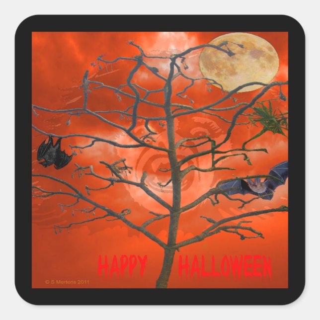 Dead Tree amongst an Orange Scary Sky Sticker (Front)