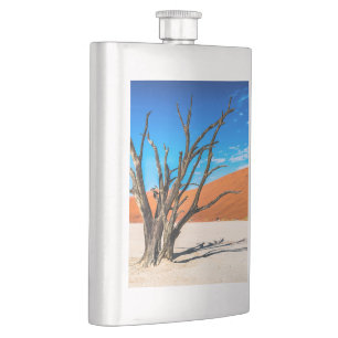 Dead tree in Deadvlei, Namibia Hip Flask