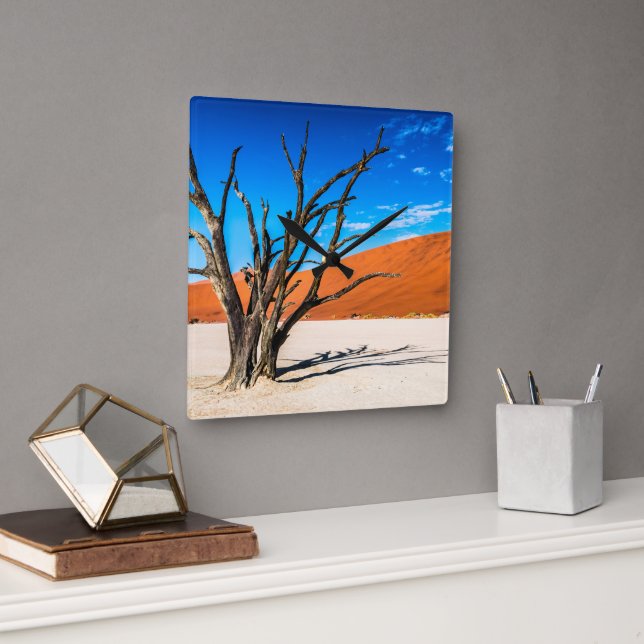 Dead tree in Deadvlei, Namibia Square Wall Clock (Office)