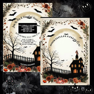 Dead Tree Pumpkins Haunted House Halloween Party Invitation