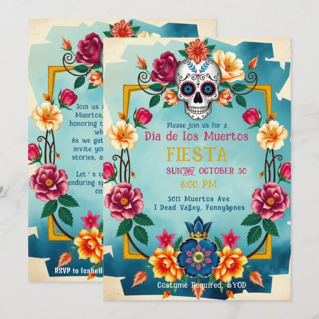 💀🎉Dead Valley Disco, Día de los Muertos Invitation (Front/Back)