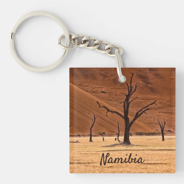 Dead Vlei Namibia landscape photo with text Key Ring (Front)