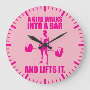 Deadlift - A Girl Walks Into A Bar And Lifts It Large Clock