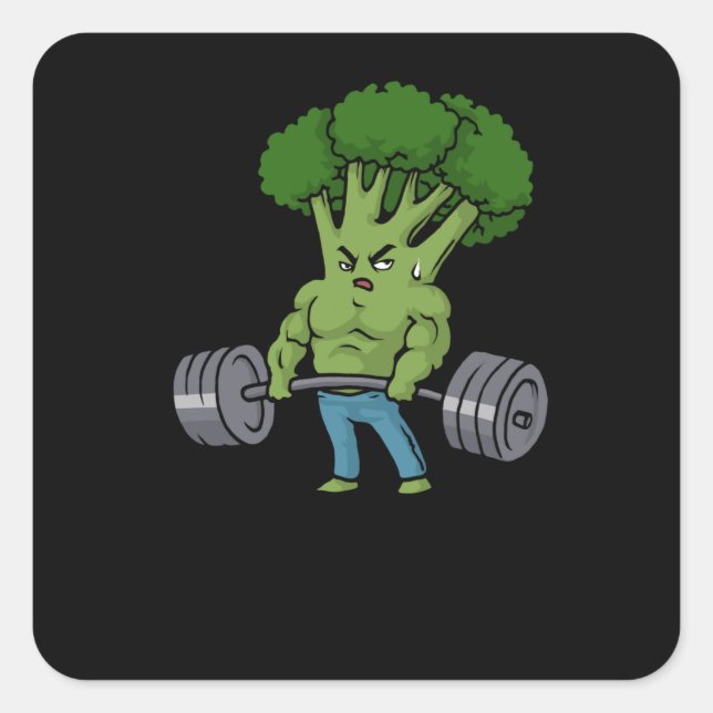 Deadlift Broccoli Gym Fitness Gift Bodybuilding Square Sticker (Front)
