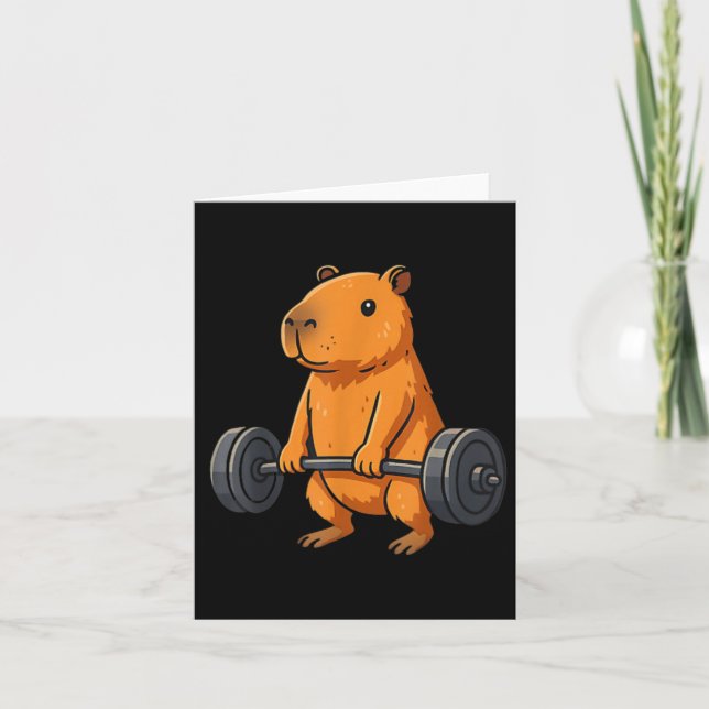 Deadlift Capybara Funny Fitness Capy Lover Gym Men Card (Front)