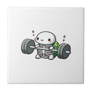 Deadlift Cute Turtle Classic T-Shirt Ceramic Tile
