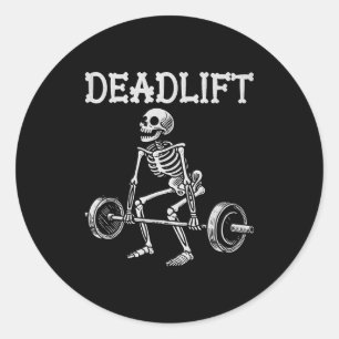 Deadlift Funny Halloween Skeleton Weight Lifting W Classic Round Sticker
