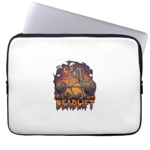 Deadlift Skeleton Barbell Halloween Pumpkins Grave Laptop Sleeve