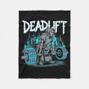 Deadlift Skeleton Gift Fitness Goth Tarot Card Gym Fleece Blanket