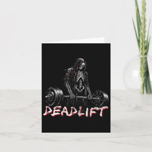 Deadlift Skeleton Halloween Gym Jokes Weightliftin Card