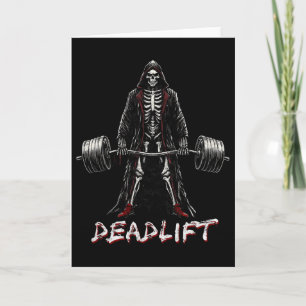 Deadlift Skeleton Halloween Gym Jokes Weightliftin Card
